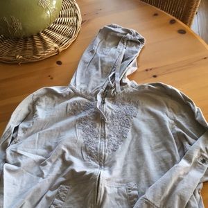 Embroidered zip front light sweatshirt